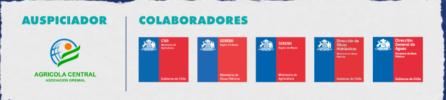 Auspiciador: Agrícola Central Asociación Gremial. Colaboradores: CNR, SEREMI de Obras Públicas, SEREMI de Agricultura, Dirección de Obras Hidráulicas y Dirección General de Aguas